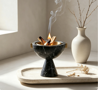Brûleur d'encens vintage noir, détachable, poli à la main, pour une décoration de luxe, idéal pour les spas, les hôtels, la maison ou la table.