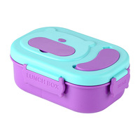 Grenzüberschreitende 304 Edelstahl Isolierte Doppelkammer-Lunchbox im Niedlichen Stil, 1-2L Fassungsvermögen, Mikrowellengeeignet, Tragbar