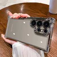 Étui de téléphone transparent en TPU plaqué or de luxe, résistant aux chocs, pour Samsung Galaxy S24 S23 S22 Ultra A53
