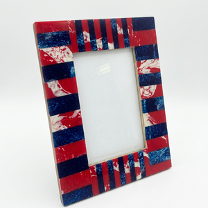 Atiqco Cadre Indien Moderne Rouge et Bleu, Impression Numérique de Luxe, Décoration Intérieure Élégante, Matériau en Résine de Haute Qualité, Écologique et Léger - Product Image 1
