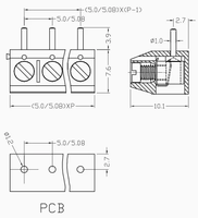 Bornes à vis Xinya Xy301 5 mm 5,08 mm avec certification UL/VDE, droites et coudées