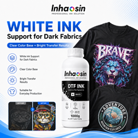 Encre blanche DTF à base d'eau, pigment CMYK 5 couleurs pour l'impression personnalisée de t-shirts, vêtements, tissus en coton haute densité, impression textile