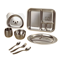 304 acier inoxydable enfants 5 pièces ensemble d'assiettes pour enfants maternelle assiette alimentaire enfants assiette bol tasse fourchette cuillère vaisselle ensemble
