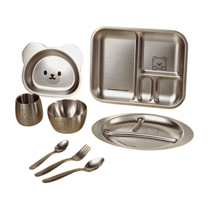 304 acier inoxydable enfants 5 pièces ensemble d'assiettes pour enfants <span class=keywords><strong>maternelle</strong></span> assiette alimentaire enfants assiette bol tasse fourchette cuillère vaisselle ensemble - Product Image 5