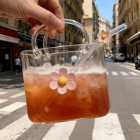 Gobelet en verre borosilicate 750 ml avec logo personnalisé, en forme de sac à main, pour jus, design créatif, transparent, esthétique, pour pique-nique et fête, vente en gros
