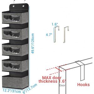 Over the Door 5 Large Pockets Foldable Hanging Closet Storage Organizer <b>Shelf</b> With <b>Hook</b> - Product Image 3
