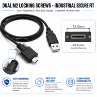 Kabel USB Tipe C Industri OEM dengan Sekrup Pengunci untuk Pemasangan, Kabel Pengisian Daya dan Data USB2.0 a ke Tipe-C untuk Perangkat Kamera Diagnostik