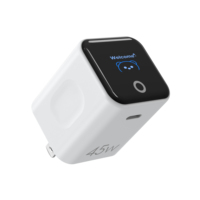 Adaptateur de voyage blanc et noir 45W GaN PD à charge rapide, chargeur secteur US pour ordinateur portable, téléphone et tablette