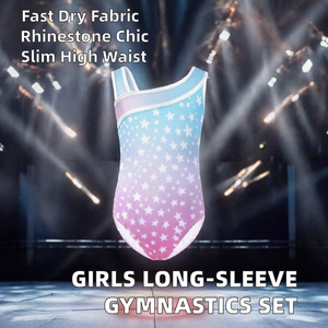 Maillot de Gimnasia Rítmica sin Tirantes con Pedrería Barato - Conjunto de Maillot Artístico Ligero con Falda y Decoración Degradada en la Cintura Elástica - Product Image 2