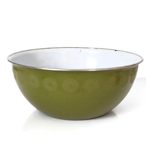 CHL Logo personnalisé impression fleurie petit <span class=keywords><strong>doigt</strong></span> rond en acier émaillé en métal jaune mélangeant un bol pour chien - Product Image 5