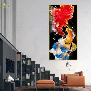 Cuadro Decorativo de Pared de Diseño Moderno para Vestíbulo, Pasillo o Corredor, con Peces Koi en Porcelana de Cristal - Product Image 5