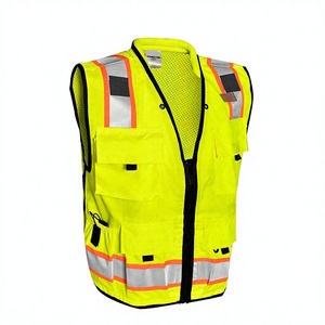 Gilet de sécurité de travail extérieur en polyester à LED réfléchissant haute visibilité ANSI Classe 2, jaune fluorescent, orange, plusieurs tailles - Product Image 2