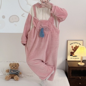 <span class=keywords><strong>Pigiama</strong></span> invernale in <span class=keywords><strong>pile</strong></span> corallo ispessito per ragazze, con design a cartoni animati e cappuccio carino - Adorabile tutina intera per <span class=keywords><strong>bambina</strong></span> - Product Image 2