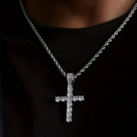 YYN Colgante de Cruz de Cobre Chapado en Oro y Plata con Circonita Cúbica, Joyería Hip Hop para Hombre