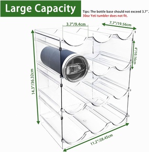 <span class=keywords><strong>Porte</strong></span>-<span class=keywords><strong>bouteille</strong></span> en plastique empilable Organisateur pour le rangement du garde-manger de la cuisine Étagère rectangulaire pour réfrigérateur ou armoires de cuisine - Product Image 5