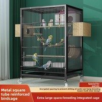 Cage à oiseaux en acier inoxydable à tube carré épaissi, directement de l'usine, pour calopsites, perruches, mynas, taille L, grande cage d'élevage