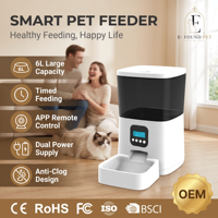 Meilleure vente Distributeur automatique de nourriture sèche pour chat, écologique, programmable, 6L, rechargeable, en plastique, avec écran LCD et système anti-colmatage, forme carrée