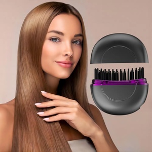 Portable Wireless <b>Mini</b> Hair <b>Straightener</b> Comb Brush PTC Heating Compact for Home Use and Travel Convenient to Carry Black Color - Product Image 1