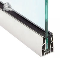 Balustrade de serrage de profil de canal en u de glaçage en alliage d'aluminium anodisé pour garde-corps en verre de 19mm