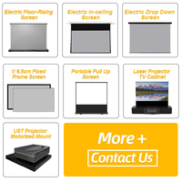 Écran électrique motorisé au sol OEM UST ALR 120 pouces 16:9 pour projecteur laser 4K 3D, gain 0.8, vision à 160°, grille noire cristal