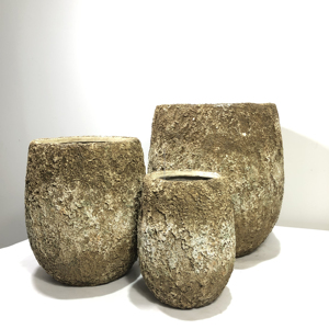 Ensemble de pots à fleurs en béton rustique 2026, texture irrégulière, jardinières durables en fibrociment pour jardin et extérieur - Product Image 1