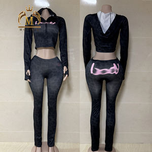 नए वसंत में महिलाओं के आउटफिट के लिए चीट की जैकेट लंबी पैंट 2 पीस सेट सेक्सी महिला तेंदुए दो टुकड़े - Product Image 5