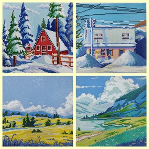 <span class=keywords><strong>Pintura</strong></span> de paisaje de 12 meses, <span class=keywords><strong>pintura</strong></span> artística de diamantes, 30x30cm, arte de mosaico de píxeles, diseño hecho a mano, fabricante de <span class=keywords><strong>pintura</strong></span> de diamantes - Product Image 2