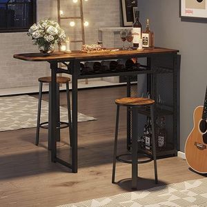 Cross-border retro American style foldable <b>bar</b> <b>table</b> creative coffee shop milk tea shop wall-mounted dining <b>table</b> and chair set - Product Image 1