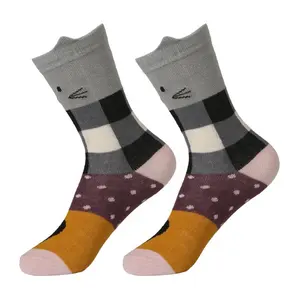 Custom Kids Socks Cotton Knitted Crew Socks With Cute Animal Welt Design OEM