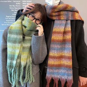 Colección Otoño Invierno, Bufanda Larga <span class=keywords><strong>de</strong></span> Felpa a Cuadros para Mujer, Chal para Estudiantes, Material <span class=keywords><strong>de</strong></span> Poliéster para Parejas, Detección <span class=keywords><strong>de</strong></span> Agujas - Product Image 1