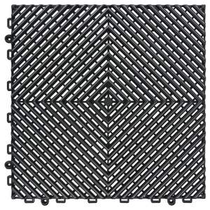 Dalles de sol de garage design moderne 15,7x15,7 pouces, noires, antidérapantes, en PP, pour garage et sous-sol, usage intérieur - Product Image 1