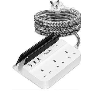 UK Pin Plug standar UK 3 Outlet desain dudukan telepon Desktop dengan banyak ruang Outlet ekstensi Lead