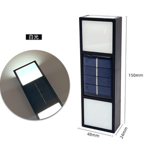 Lámpara de pared con energía solar de 6 LED, emisión superior e inferior, iluminación decorativa para patio exterior, material plástico - Product Image 3