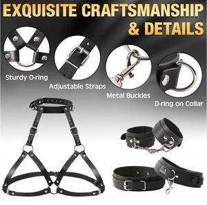 Arnés de Bondage BDSM, Correas de Cuero para Piernas y Cuello, Restricciones para el Pecho, Restricciones para la Cama, Juegos SM, Juguetes Sexuales para Mujeres y Parejas - Product Image 2