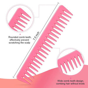 Juego de 4 piezas de cepillos y peines para el cabello: cepillo de plástico para definir el contorno, cepillo para desenredar, peine de cola de rata y peine de dientes anchos para hombres y mujeres - Product Image 5