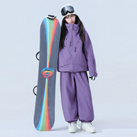FLYSKI - Conjunto de Traje de Esquí para Mujer, Talla Grande, Estampado Personalizado, Invierno, Térmico, Impermeable, Transpirable, 2 Piezas