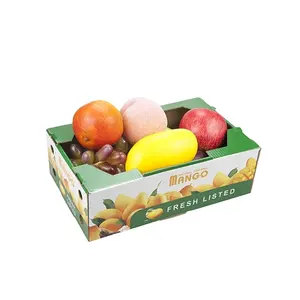 Bandeja de cartón para embalaje de verduras y manzana, bandeja con impresión extra firme de calidad alimentaria, caja de cartón corrugado para fruta