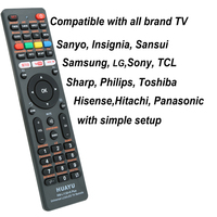 Télécommande universelle étanche HUAYU RM-L1130+X Plus noire à code fixe pour téléviseurs de différentes marques