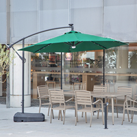 Parasol de patio déporté d'extérieur avec lumières solaires, parasol banane imperméable à armature en fer épaissie pour piscine et jardin