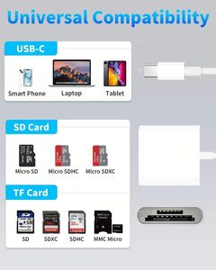<b>USB</b> Type C 2-in-1 <b>SD</b> <b>Card</b> Reader White Hub Otg Micro Multiport Compatible TF Camera Memory <b>Adapter</b> for Phones Pad Phone - Product Image 2