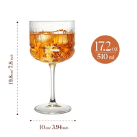 Verre à Gin Tonic Vintage en Cristal Taillé Sans Plomb 510ml, Verre à Cocktail à Long Pied Gaufré Grande Capacité, Verre Ballon Copa pour Bar