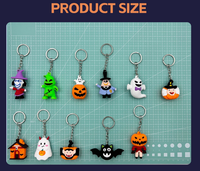 Porte-clés PVC Halloween 3D en forme de poupée de dessin animé, pendentif personnalisé DIY, breloque mignonne pour sac, cadeau de fête, nouveauté 2026