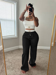 Canottiera sportiva alla moda da <span class=keywords><strong>donna</strong></span> <span class=keywords><strong>pantaloni</strong></span> <span class=keywords><strong>larghi</strong></span> a vita alta Set pantaloncini <span class=keywords><strong>estivi</strong></span> 2 pezzi con chiusura a coulisse - Product Image 3