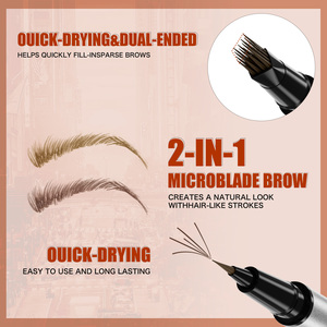 Crayon à sourcils double embout 4D, stylo à sourcils liquide, pointe de pinceau effet poils, fini naturel, imperméable - Product Image 6