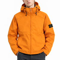 Blouson Bomber Homme à Capuche Style Automne, Couleur Unie, Lin Imperméable, Fermeture Éclair, Service OEM, Vêtement d'Extérieur, Logo sur la Manche Droite