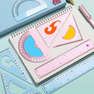 Ensemble de 4 règles en plastique transparent colorées de 20 cm pour les élèves, outils de mesure <span class=keywords><strong>math</strong></span>ématiques, papeterie scolaire - Product Image 6