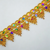 Dentelle triangulaire en soie argentée, écologique, à paillettes dorées, avec motifs papillon haute montagne et queue de phénix, tissée décorative