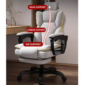 Chaise de bureau ergonomique pivotante en tissu et cuir pour poste de travail - Product Image 2