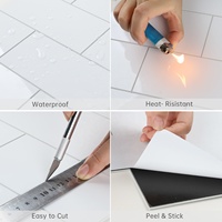 Carreaux mosaïques autocollants SPC blanc brillant de haute qualité, étanches, pour crédence de cuisine