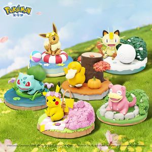 Autentica Serie <span class=keywords><strong>Pokémon</strong></span> <span class=keywords><strong>Pikachu</strong></span> Eevee Nature Wild Fun, Statuette da Collezione in PVC, Blind Box, Personaggi Anime, Decorazioni da Scrivania - Product Image 1